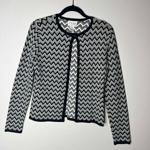 Oscar by Oscar De La Renta | Black/White Cardigan Sweater Size Small
